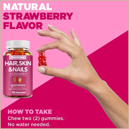 Natural Biotin Gummies – Hair, Skin, Nails & Collagen Support – Antioxidant Beauty Supplement – 100 Gummies