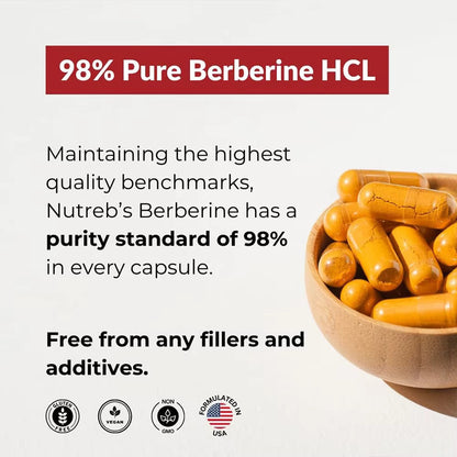 Berberine HCl Supplement with BioPerine, Metabolic Wellness Support, Vegetarian Capsules, 60 count