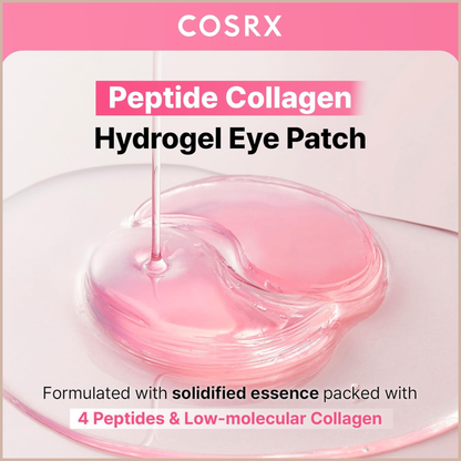 Pink Peptides Collagen Hydrogel Eye Patch – Cooling & Firming Under Eye Patches with 4 Peptides, Collagen & Caffeine – 60 Count