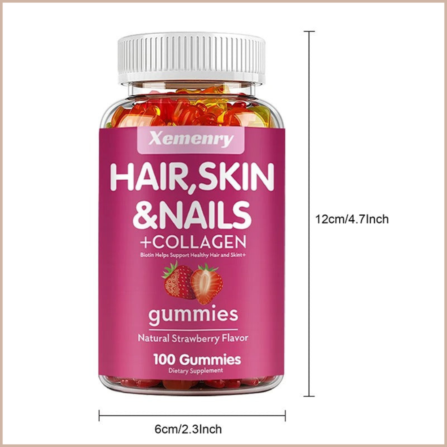 Natural Biotin Gummies – Hair, Skin, Nails & Collagen Support – Antioxidant Beauty Supplement – 100 Gummies