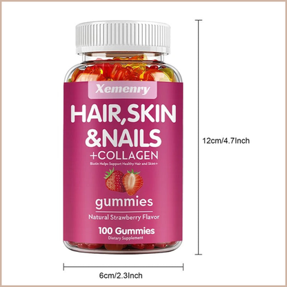 Natural Biotin Gummies – Hair, Skin, Nails & Collagen Support – Antioxidant Beauty Supplement – 100 Gummies