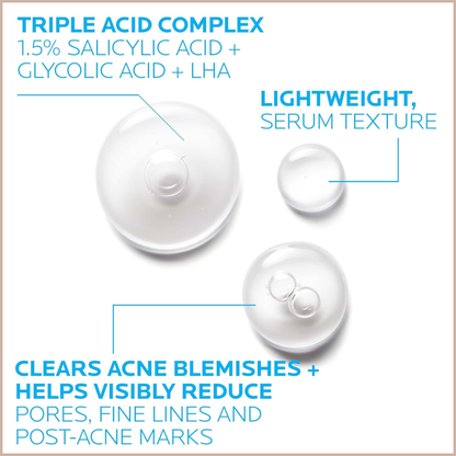 Effaclar 1.5% Salicylic Acid Serum – Acne Treatment Face Serum with Glycolic Acid, LHA & Niacinamide for Blackheads, Whiteheads, Pimples & Post-Acne Marks