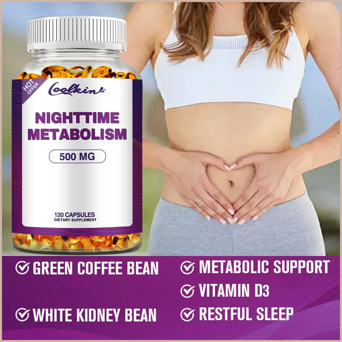 Nighttime Metabolism Capsules – Weight Management, Appetite & Metabolic Support – 120 Count