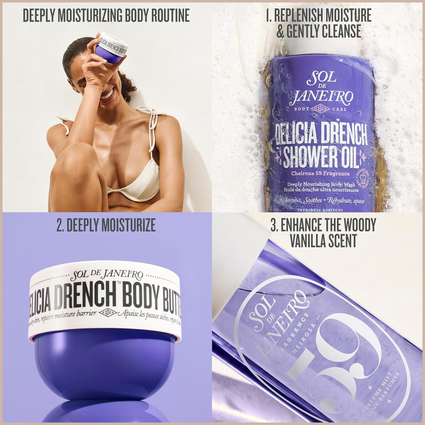Delícia Drench Body Butter – Deep Moisture Body Cream with Bacuri Butter, Prebiotic Hibiscus & Cheirosa 59 Scent