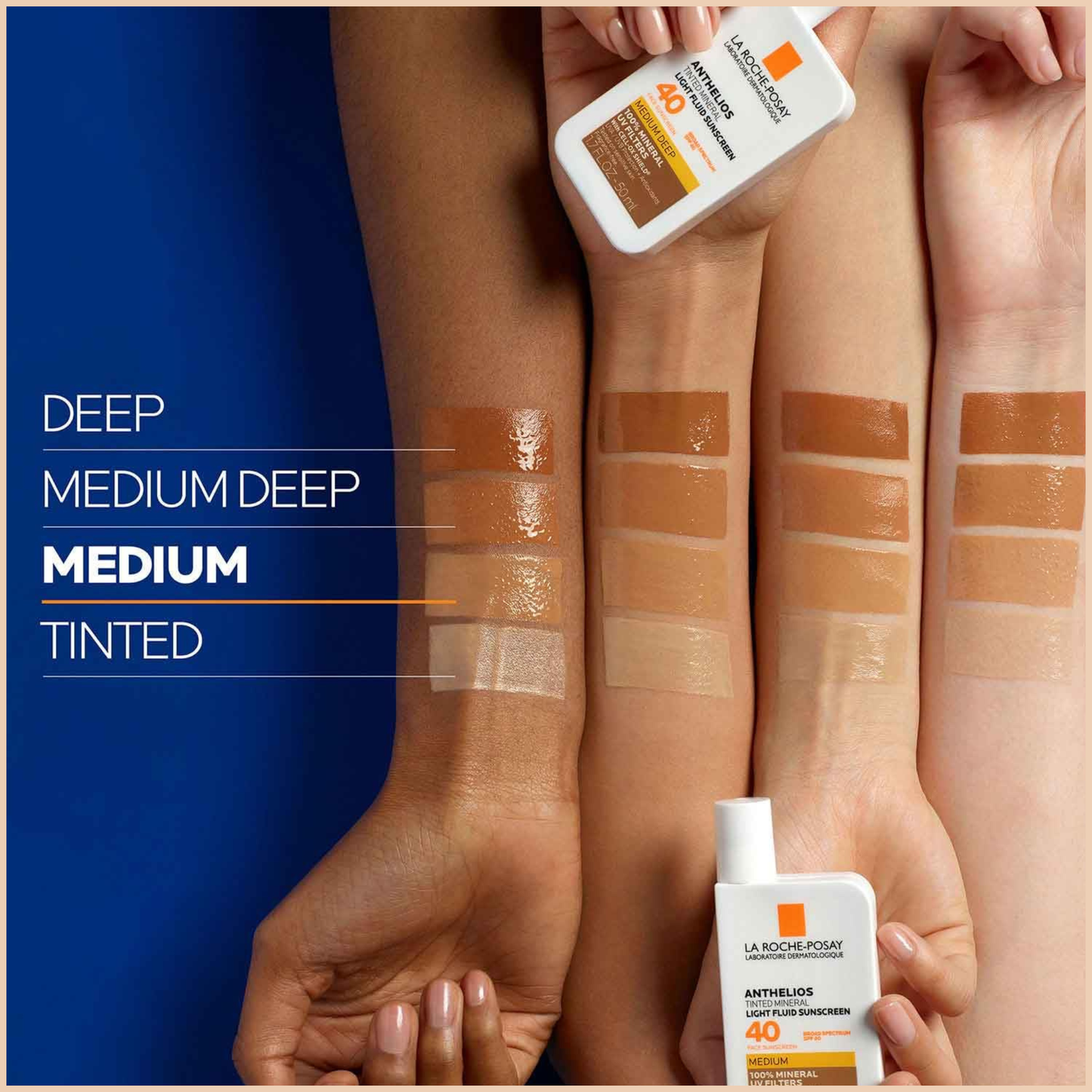 Anthelios Tinted Mineral Sunscreen SPF 40 – Ultra-Light Broad Spectrum Face Sunscreen with Titanium Dioxide & Zinc Oxide, Oil-Free Matte Finish - Medium