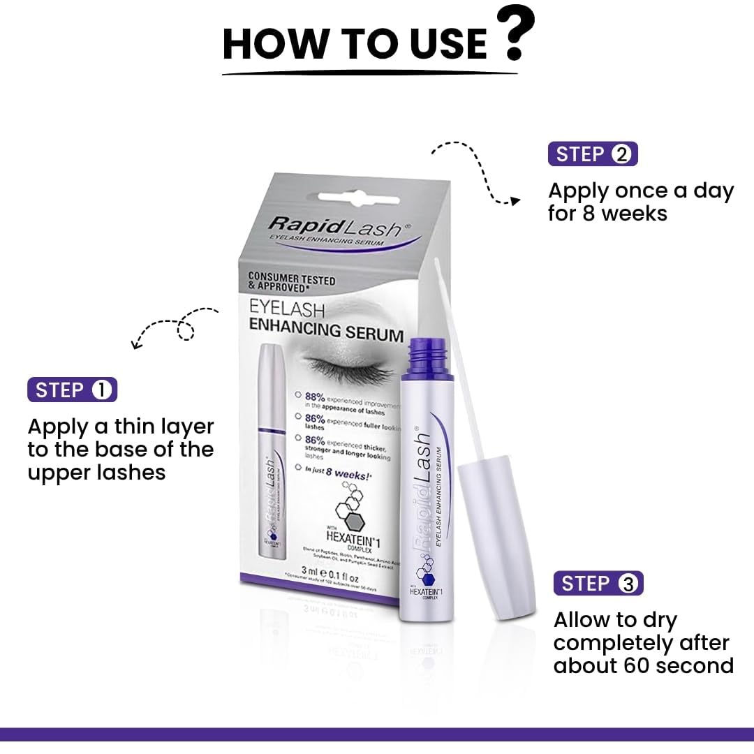 RapidLash Eyelash Enhancing Serum with HEXATEIN 1 Complex – Conditioning Lash Serum for Longer, Fuller & Thicker-Looking Lashes – 3ml / 0.1 fl oz