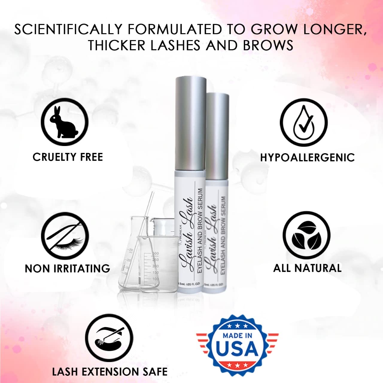 Pronexa Hairgenics Lavish Lash – Eyelash & Brow Enhancing Serum with Biotin, Peptides & Botanical Extracts – 3ml