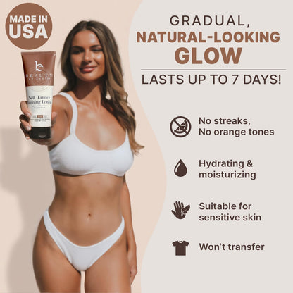 Beauty by Earth Self Tanner – Natural & Organic Moisturizing Self Tanning Lotion with Aloe Vera & Coconut – Medium to Dark