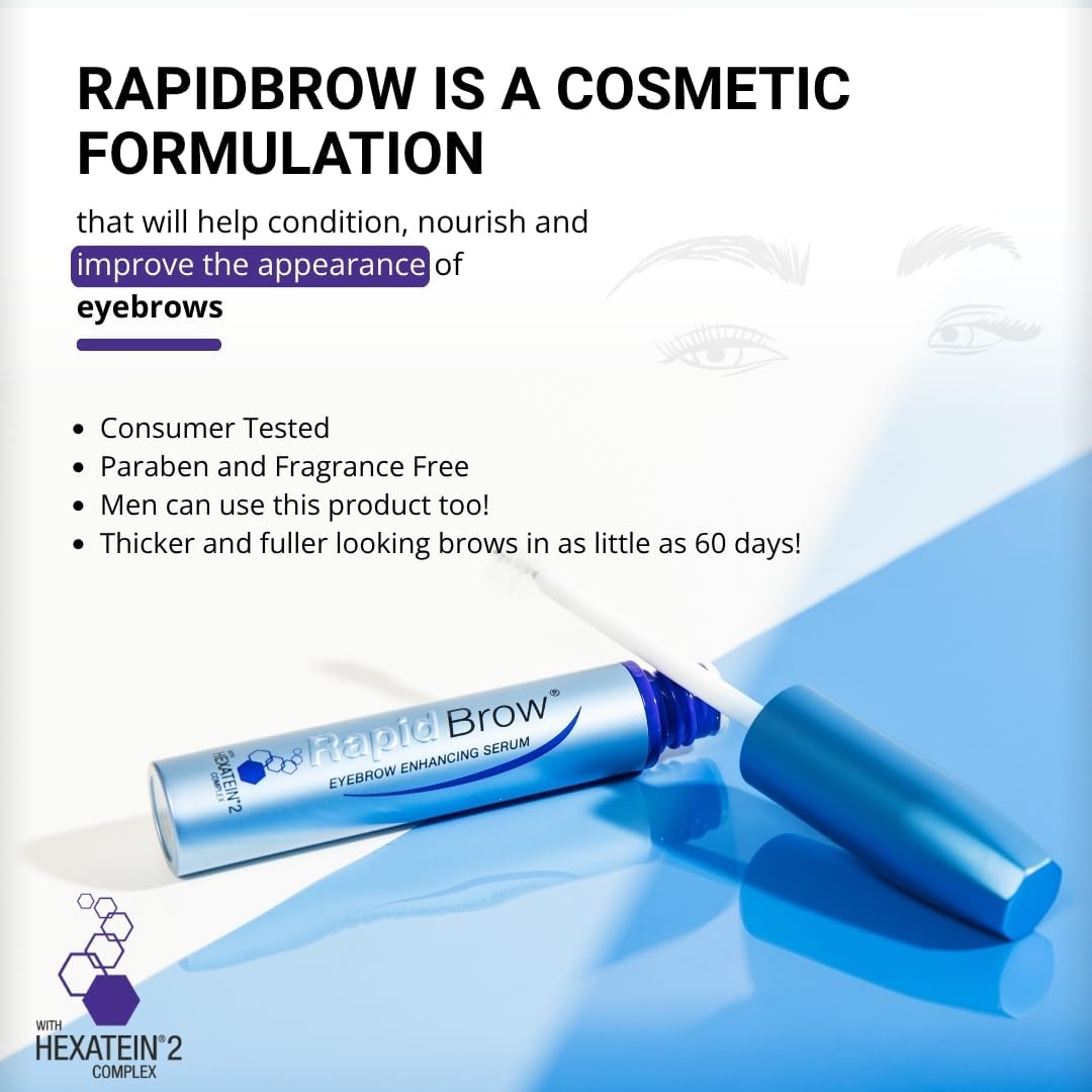 RapidBrow Eyebrow Enhancing Serum – Hydrating Brow Serum for Visibly Thicker-Looking Brows with HEXATEIN 2 Complex – 3ml