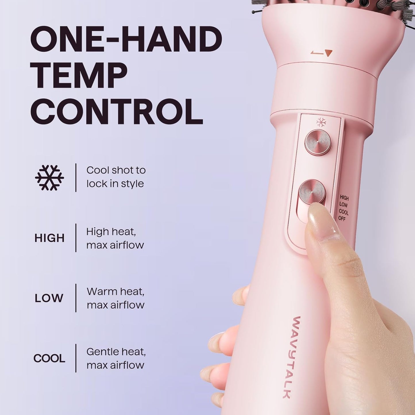 Wavytalk Air Sculpt 5-in-1 Hot Air Brush Set – Blow Dryer Brush, Volumizer, Diffuser & Multi Hair Styler – Pink
