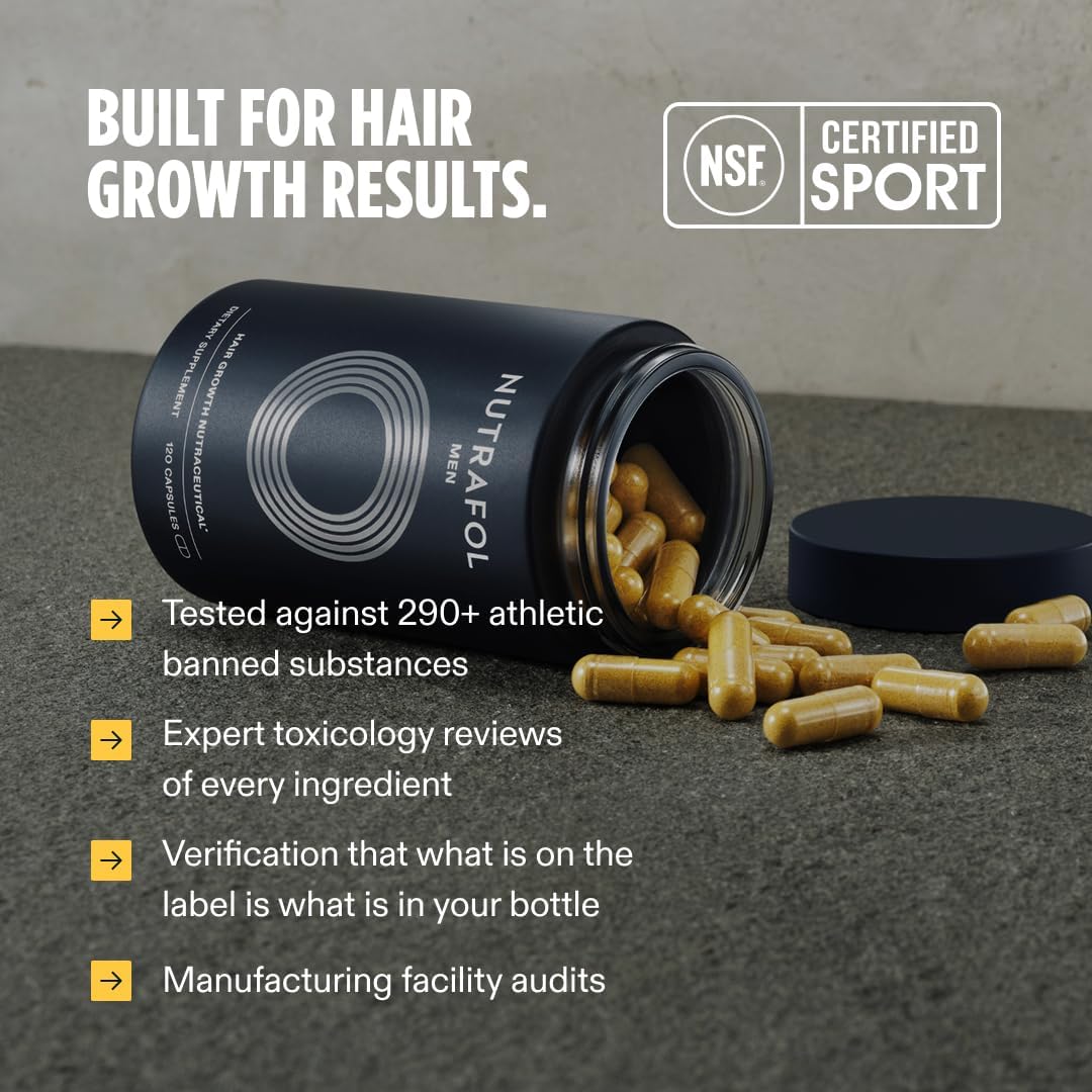 Nutrafol Men’s Hair Growth Supplements – 1-Month Supply for Visibly Thicker Hair & Improved Scalp Coverage
