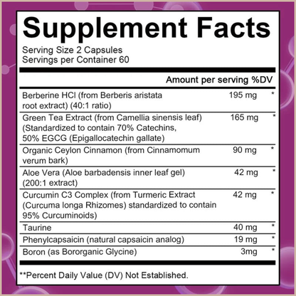GLP-1 Support Supplement – Berberine, Green Tea & Cinnamon – Metabolism, Blood Sugar & Weight Management Support – 120 Capsules