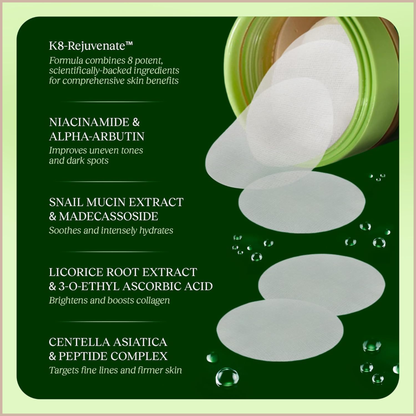 Korean Skincare Toner Pads for Dark Spots, Dull Skin, Fine Lines & Hydration – 100 Count
