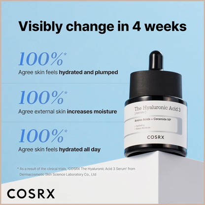 Pure Sodium Hyaluronic Acid 3% Serum – Hydrating Korean Face Serum with Ceramides & Natural Moisturizing Factors – 0.67 fl oz / 20ml