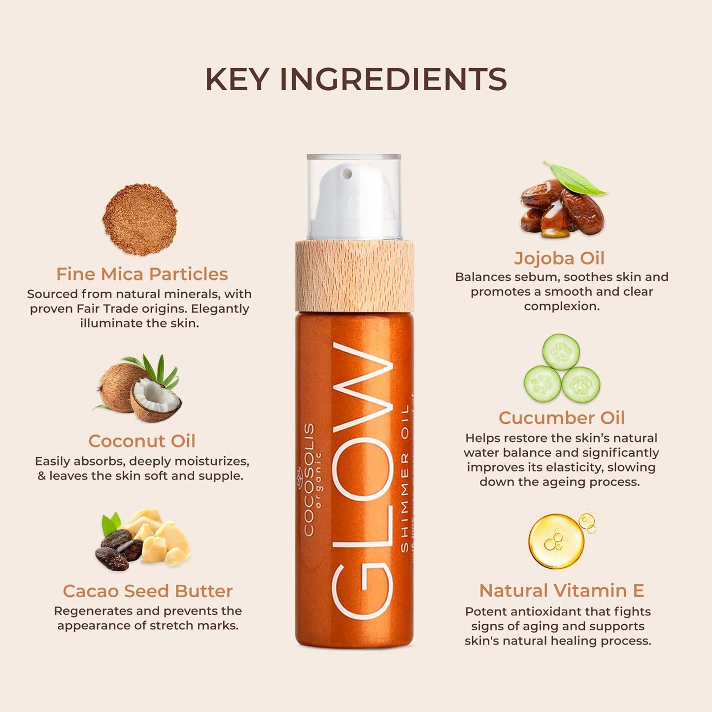 COCOSOLIS GLOW Shimmer Oil – Illuminizing Natural Dry Oil with Shiny Particles for Face & Body – 110ml