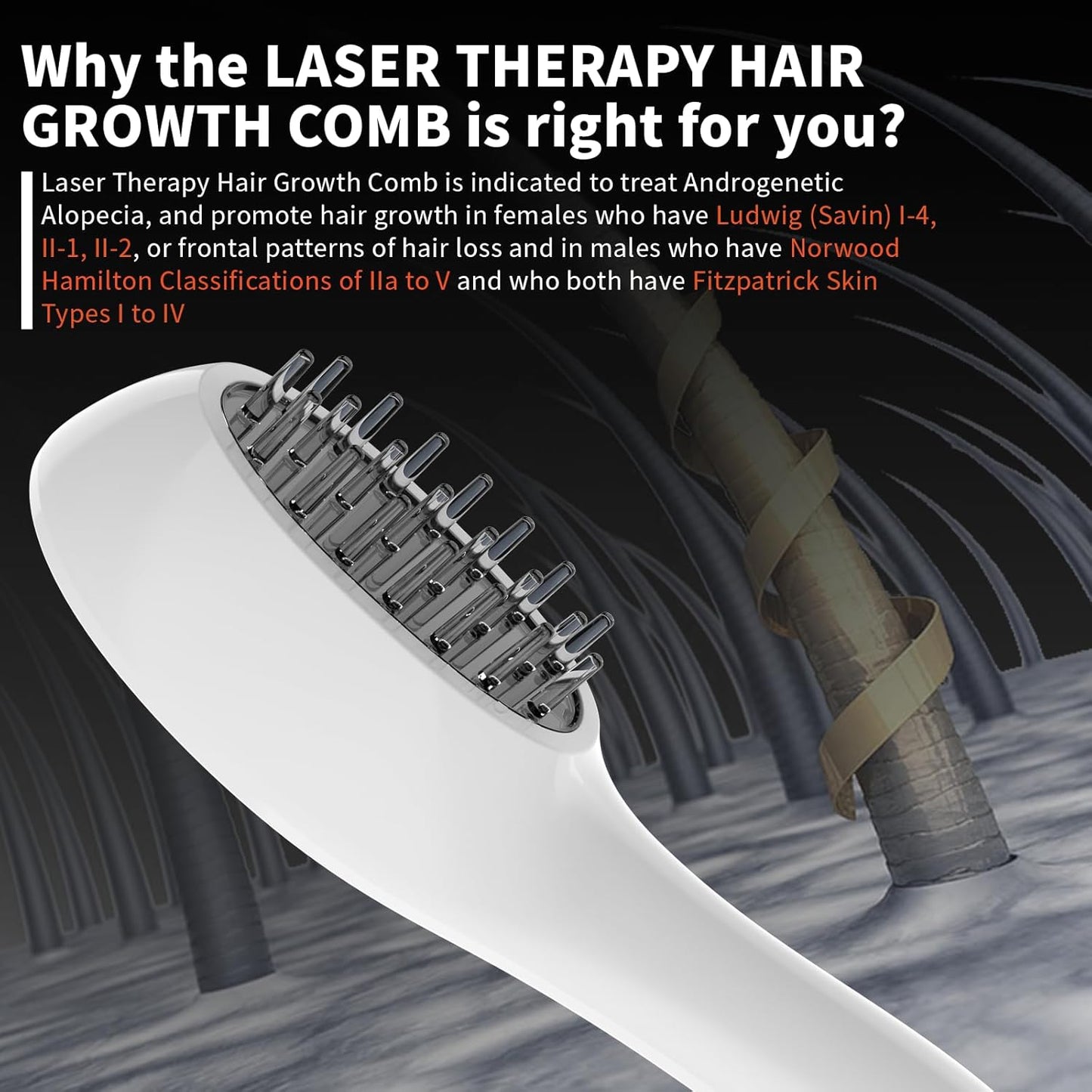 Laser Therapy Hair Growth Comb – Red Light Low-Level Laser Therapy Device for Men & Women