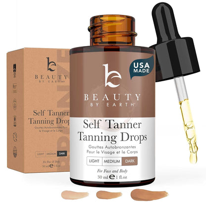 Self Tanning Drops for Face – Customizable Sunless Tanner Drops with Organic Aloe, DHA & Erythrulose for a Natural Glow
