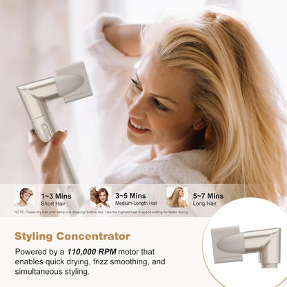 7MAGIC 7-in-1 Hot Air Styler – High-Speed Hair Dryer, Auto-Wrap Curler & Multi-Styler with Travel Case – Champagne Gold