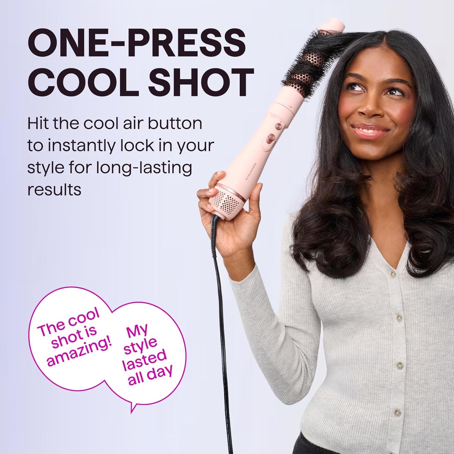 Wavytalk Air Sculpt 5-in-1 Hot Air Brush Set – Blow Dryer Brush, Volumizer, Diffuser & Multi Hair Styler – Pink
