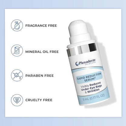 Plexaderm Rapid Reduction Eye Serum – Temporary Under-Eye Smoothing Serum for Bags, Fine Lines, Wrinkles, Dark Circles & Crow’s Feet – Pump