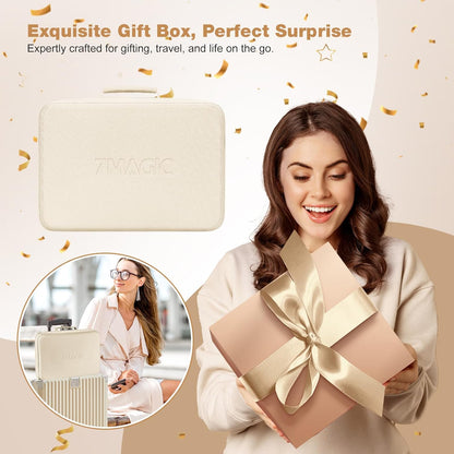 7MAGIC 7-in-1 Hot Air Styler – High-Speed Hair Dryer, Auto-Wrap Curler & Multi-Styler with Travel Case – Champagne Gold