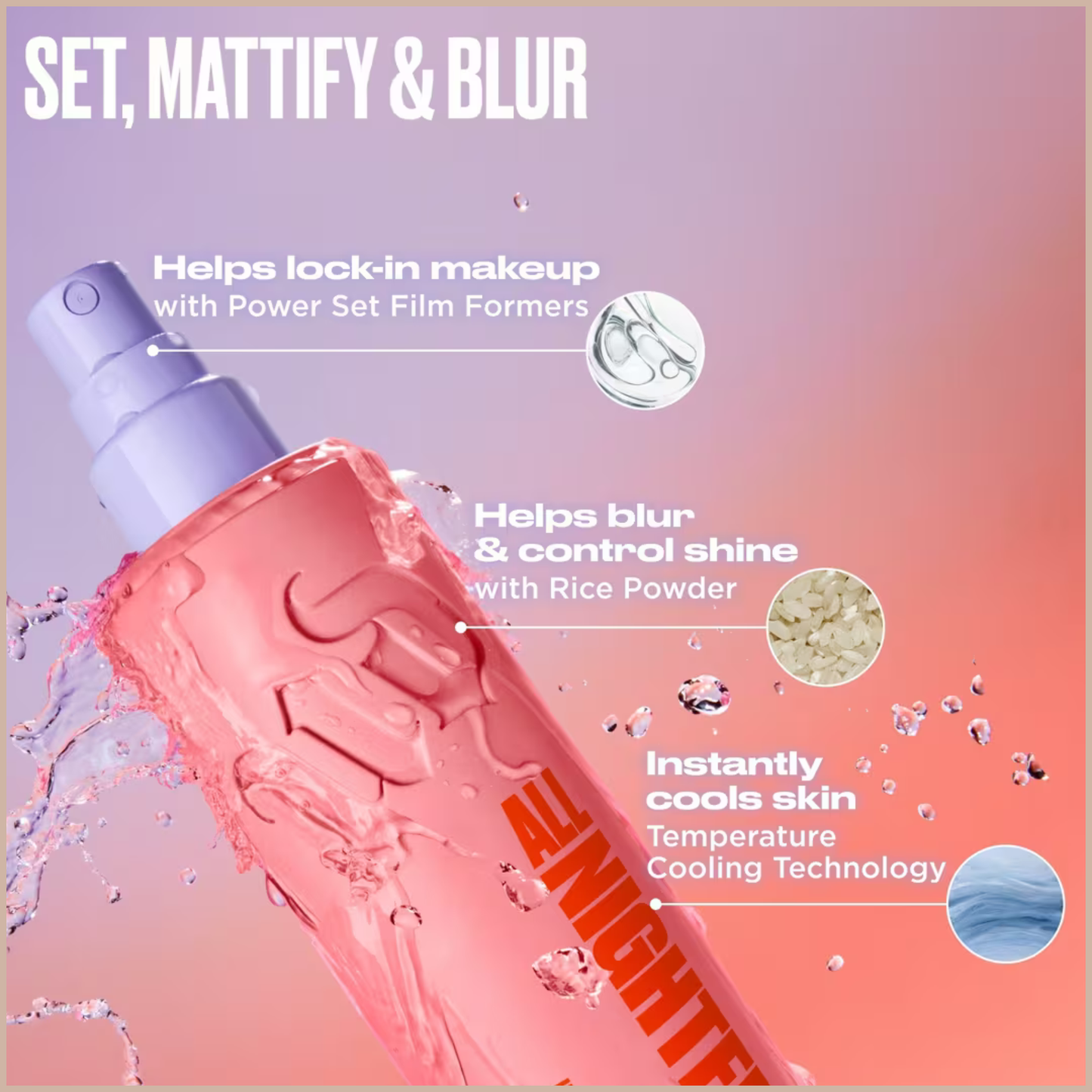 All Nighter Waterproof Matte Setting Spray – 24HR Makeup Hold, Oil Control & Matte Finish