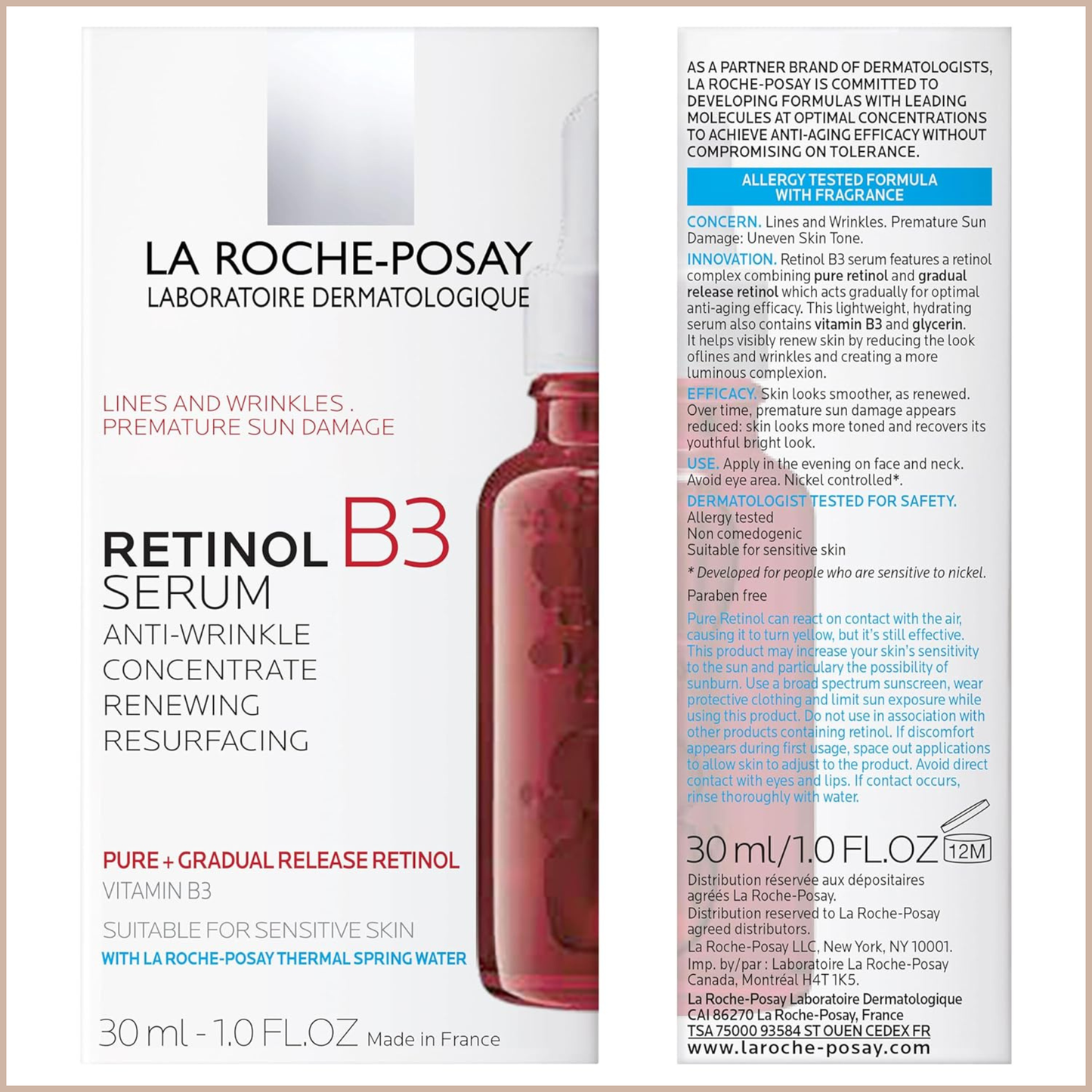 Pure Retinol Face Serum with Niacinamide & Hyaluronic Acid – Gentle Anti-Aging Serum for Fine Lines, Wrinkles & Uneven Tone – 1.0 fl oz