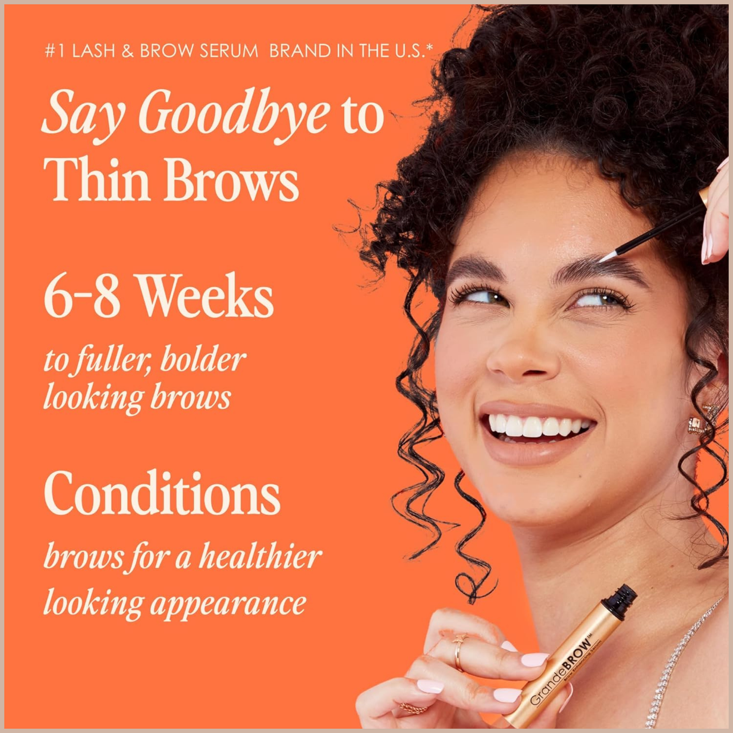 GrandeBROW Brow Enhancing Serum – Fuller, Bolder-Looking Eyebrow Serum with Vitamins, Peptides, Antioxidants & Amino Acids