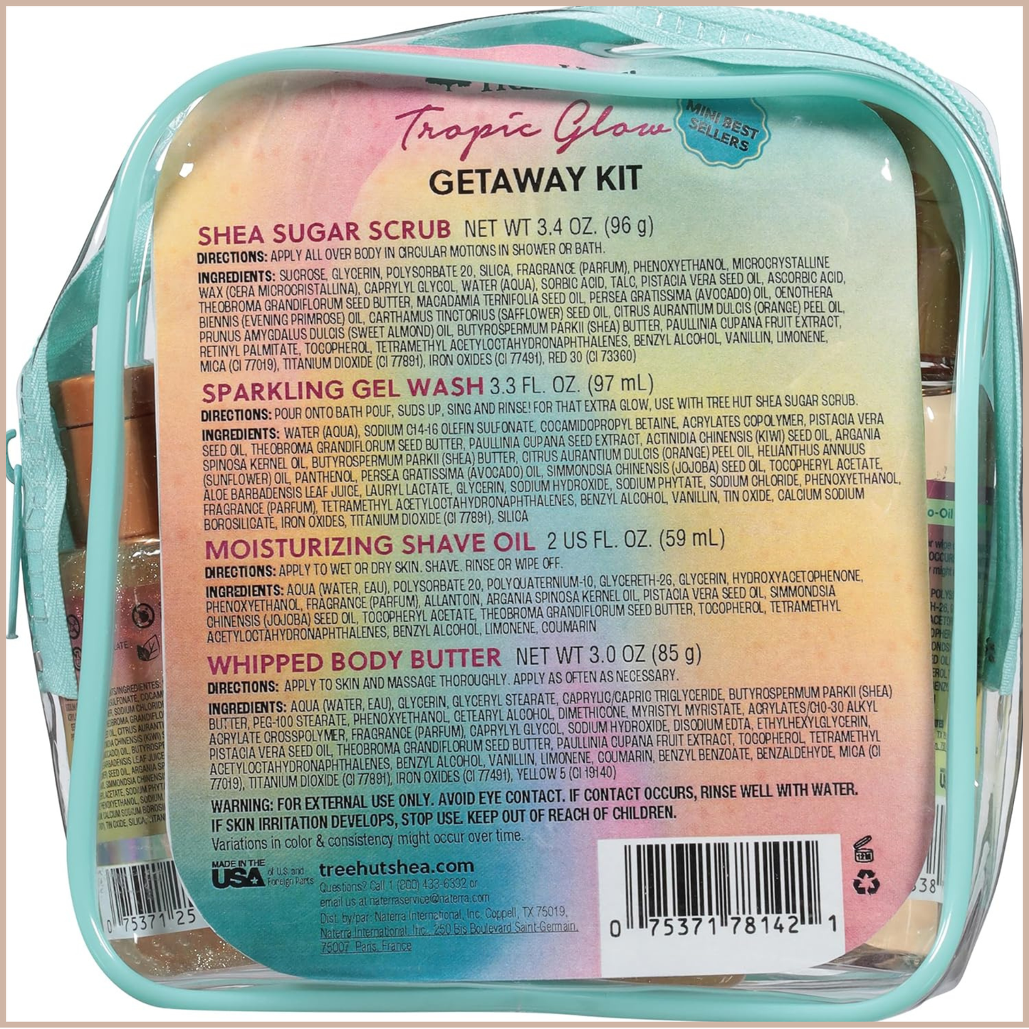 Tropic Glow Everything Shower Gift Set – 4-Piece Self-Care Body Care Set with Scrub, Body Wash, Shave Oil & Body Butter