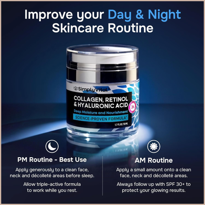 Anti-Aging Face Moisturizer with Retinol, Collagen & Hyaluronic Acid – Firming Hydrating Face & Neck Cream – 1.7 fl oz