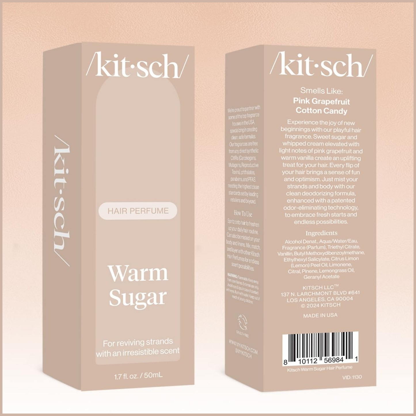 Hair Perfume for Women – Warm Sugar Hair & Body Mist with Patented Odor-Eliminating Technology – Pink Grapefruit, Spun Sugar & Vanilla Scent – 50ml