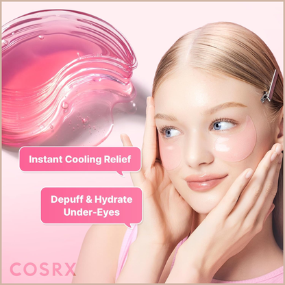 Pink Peptides Collagen Hydrogel Eye Patch – Cooling & Firming Under Eye Patches with 4 Peptides, Collagen & Caffeine – 60 Count