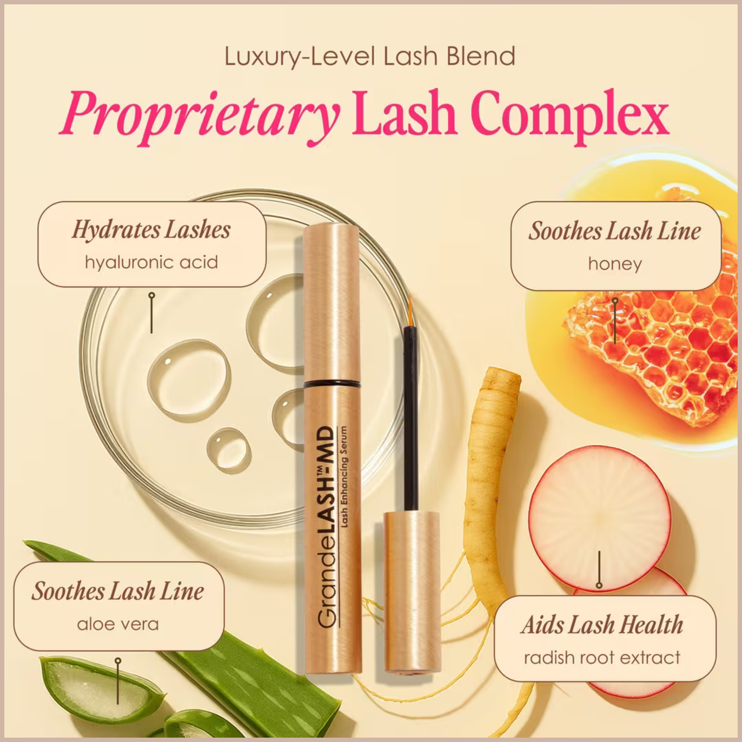 GrandeLASH-MD Lash Enhancing Serum – 6 Month Supply – Longer, Thicker & Healthier-Looking Lashes