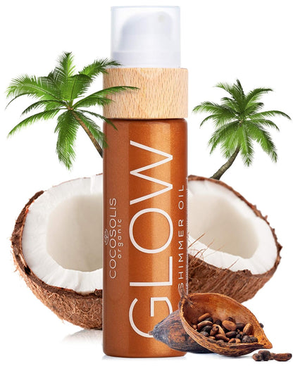 COCOSOLIS GLOW Shimmer Oil – Illuminizing Natural Dry Oil with Shiny Particles for Face & Body – 110ml