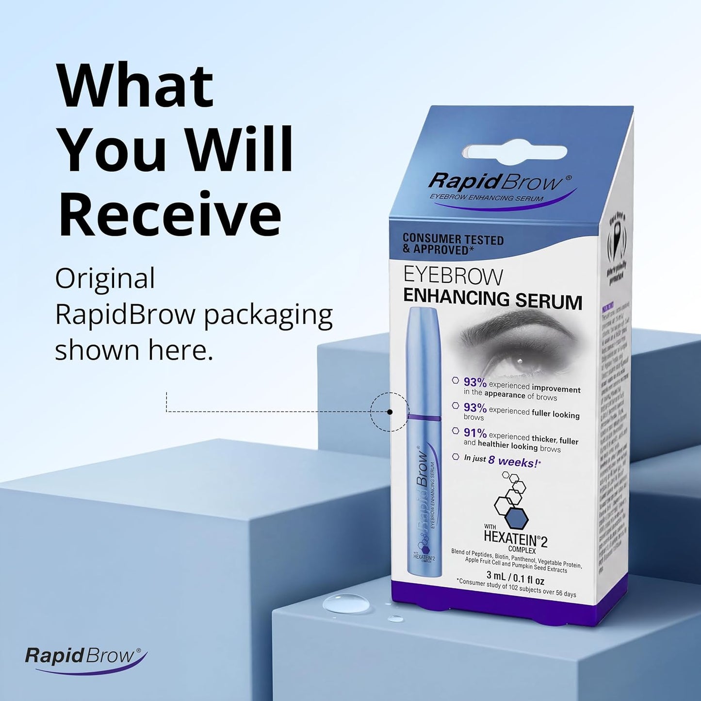 RapidBrow Eyebrow Enhancing Serum – Hydrating Brow Serum for Visibly Thicker-Looking Brows with HEXATEIN 2 Complex – 3ml