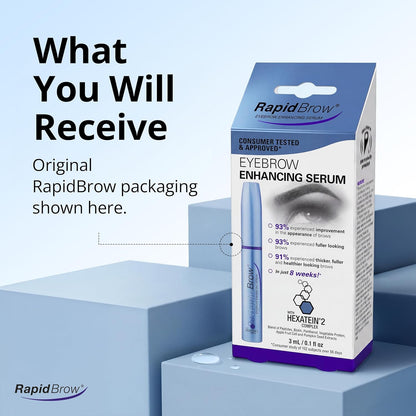 RapidBrow Eyebrow Enhancing Serum – Hydrating Brow Serum for Visibly Thicker-Looking Brows with HEXATEIN 2 Complex – 3ml