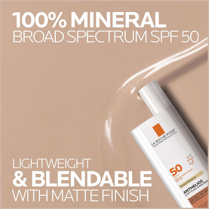 Anthelios Ultra-Light Mineral Sunscreen SPF 40 – Tinted Broad Spectrum Face Sunscreen with Titanium Dioxide, Oil-Free Matte Finish - Tinted