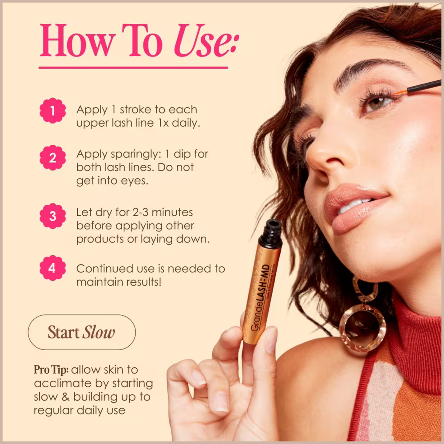 GrandeLASH-MD Lash Enhancing Serum – 6 Month Supply – Longer, Thicker & Healthier-Looking Lashes