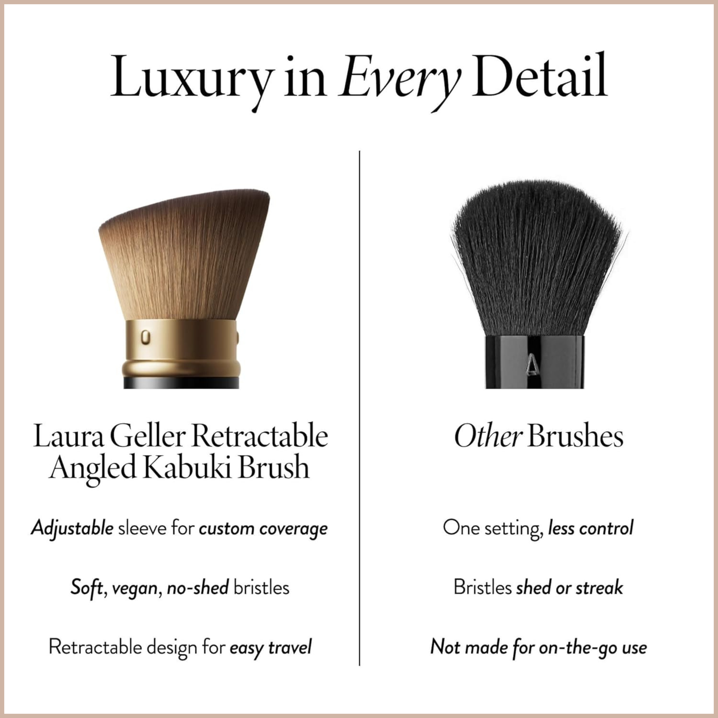 Retractable Angled Kabuki Brush – Cruelty-Free Vegan Makeup Brush for Cream, Liquid & Powder Products