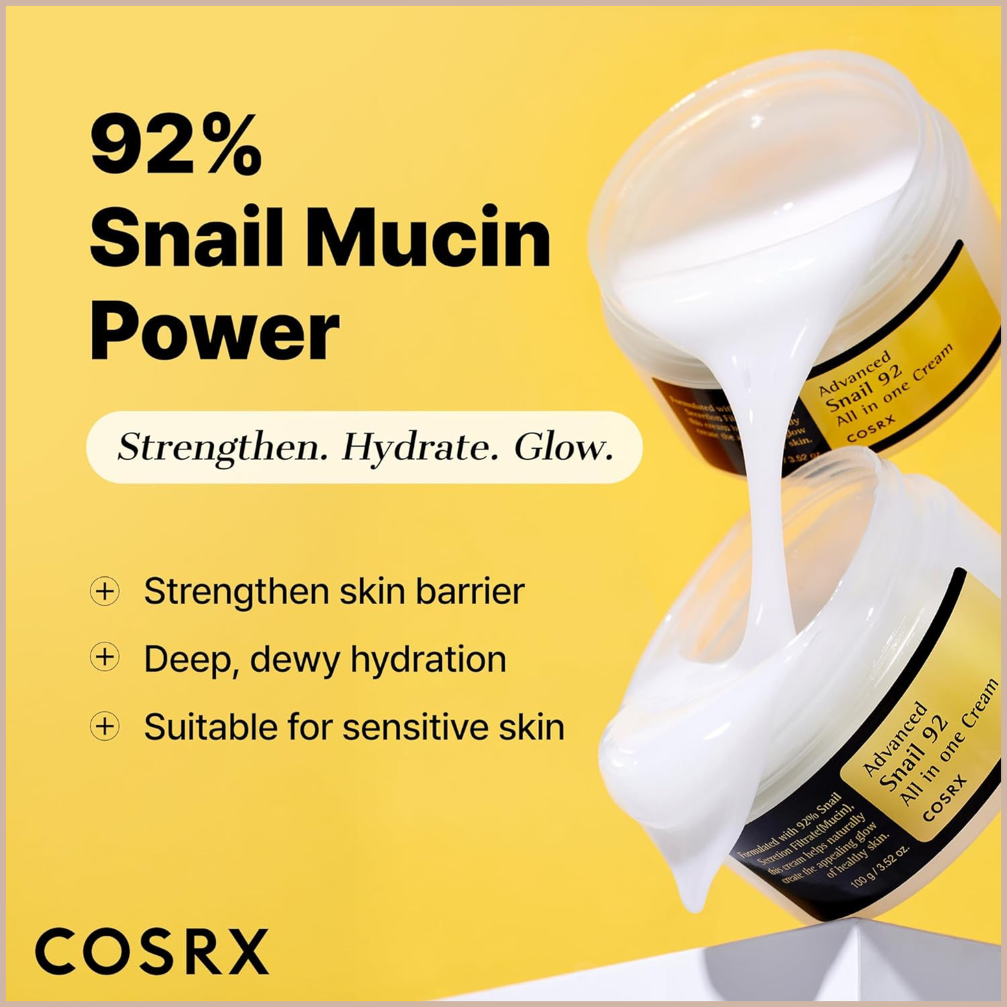 Advanced Snail 92 All In One Cream – 92% Snail Mucin Hydrating & Repairing Moisturizer