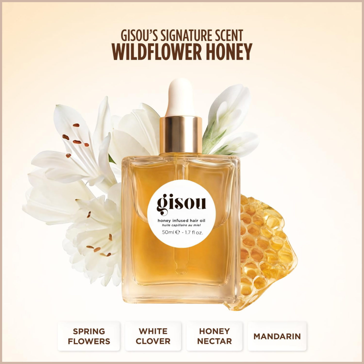 Honey Infused Hair Oil – Hydrating & Frizz Control Luxury Hair Treatment with Mirsalehi Honey – 1.7 fl oz