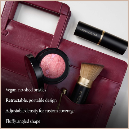 Retractable Angled Kabuki Brush – Cruelty-Free Vegan Makeup Brush for Cream, Liquid & Powder Products
