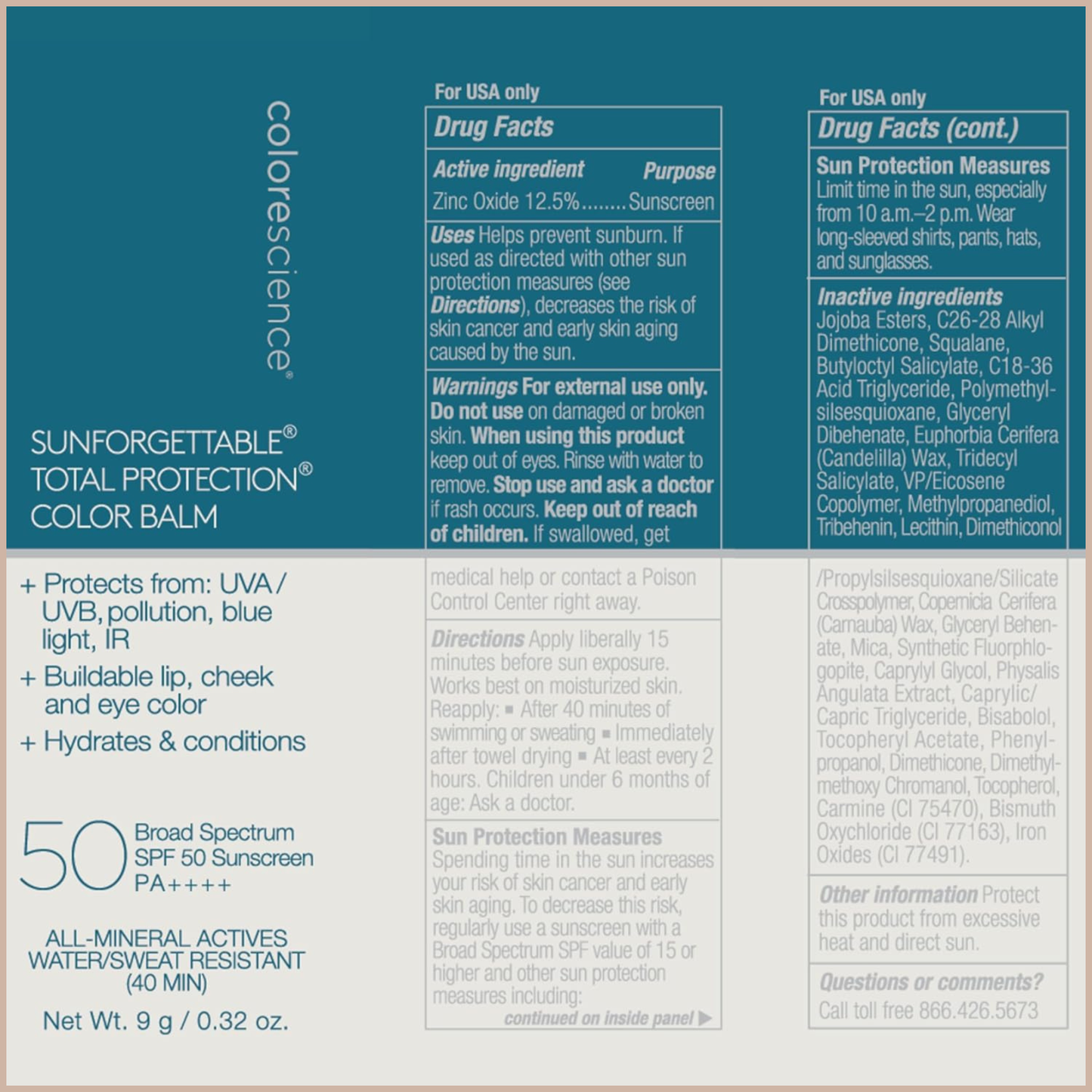 Sunforgettable Total Protection Color Balm SPF 50 – Mineral Broad Spectrum Lip & Cheek Balm with Buildable Color – Berry