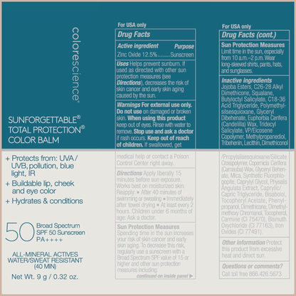 Sunforgettable Total Protection Color Balm SPF 50 – Mineral Broad Spectrum Lip & Cheek Balm with Buildable Color – Berry