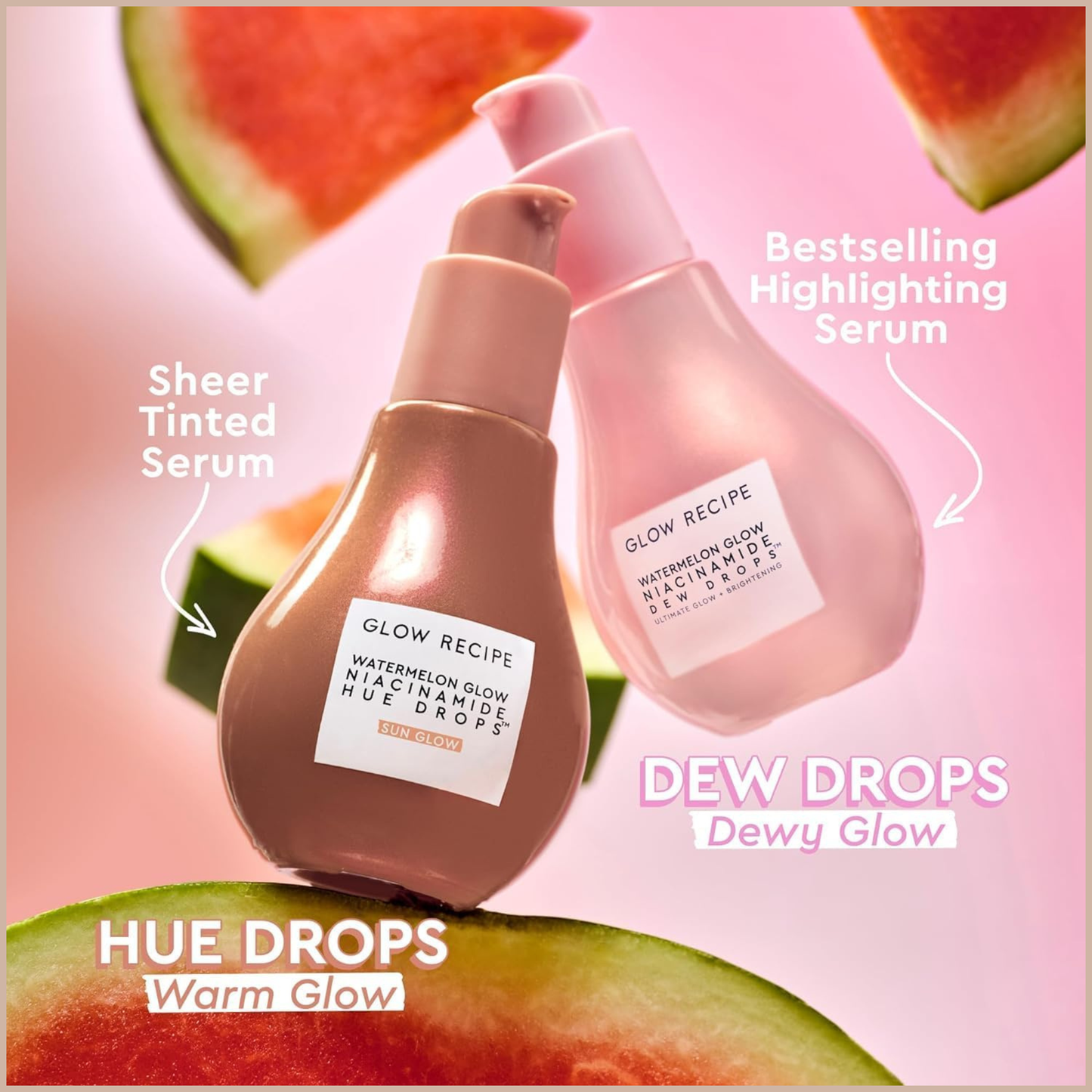 Watermelon Niacinamide Dew Drops – Korean Hydrating Glow Serum, Primer & Liquid Highlighter with Hyaluronic Acid – 40ml