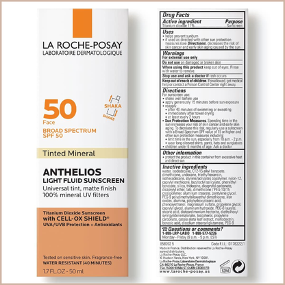 Anthelios Ultra-Light Mineral Sunscreen SPF 40 – Tinted Broad Spectrum Face Sunscreen with Titanium Dioxide, Oil-Free Matte Finish - Tinted