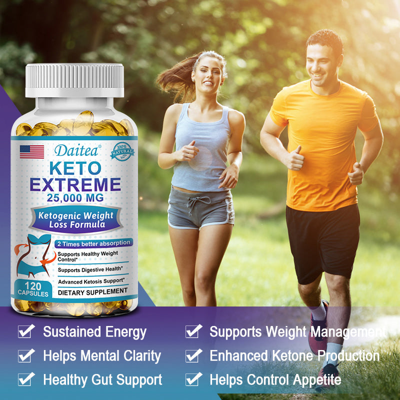 DAITEA Keto Apple Cider Vinegar Capsules 25000mg, Adult Keto-Friendly Wellness Supplement, 60 Count