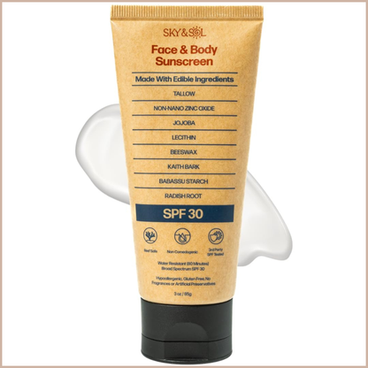 Mineral SPF 30 Sunscreen with Tallow & Zinc Oxide for Moisturizing UV Protection