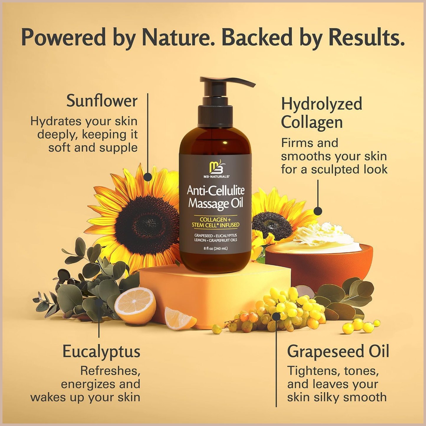 Anti-Cellulite Firming Massage Oil with Collagen & Stem Cells for Smoother Skin & Hydration