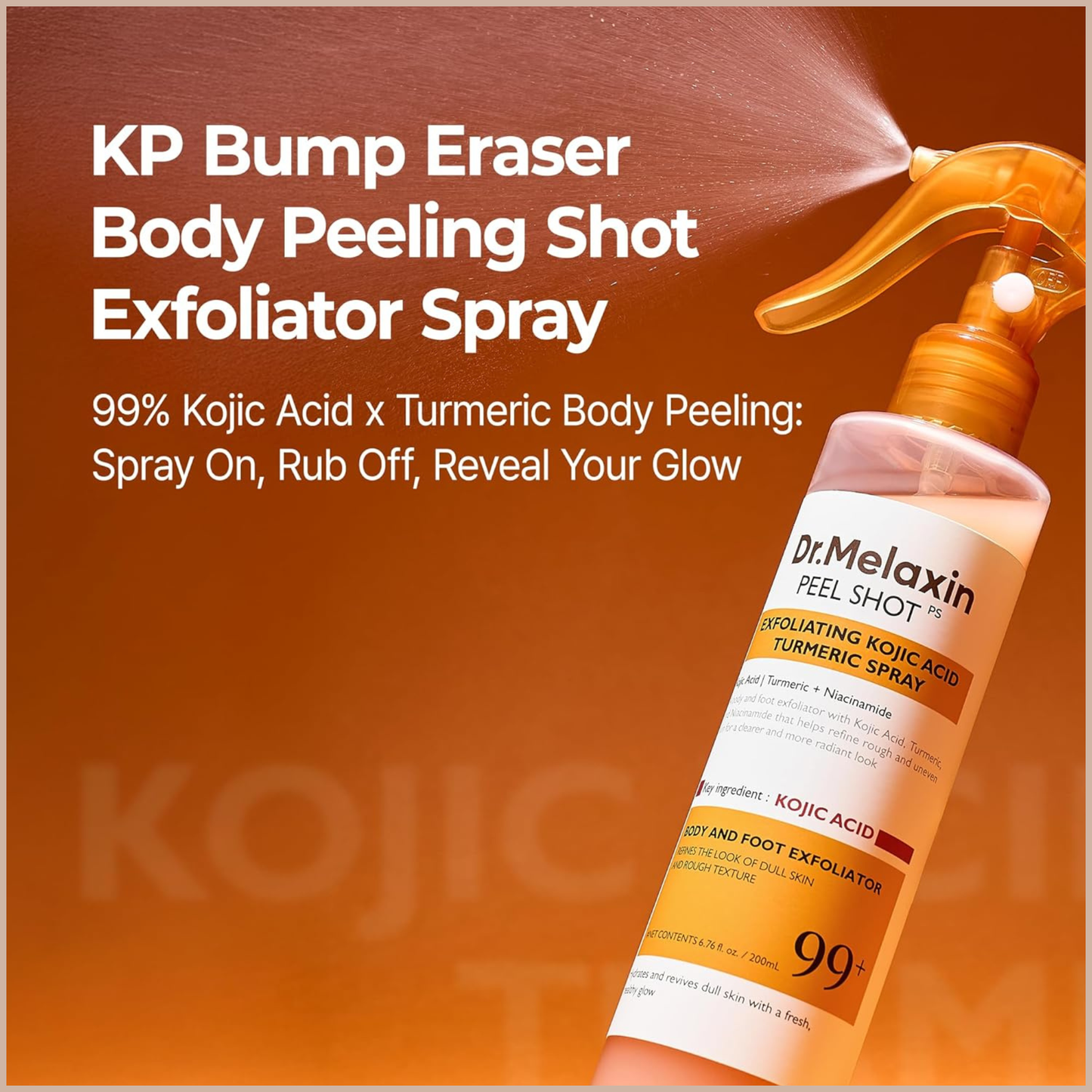 Kojic Acid & Turmeric Exfoliating Body Spray for Brightening, Nourishing & Skin Renewal